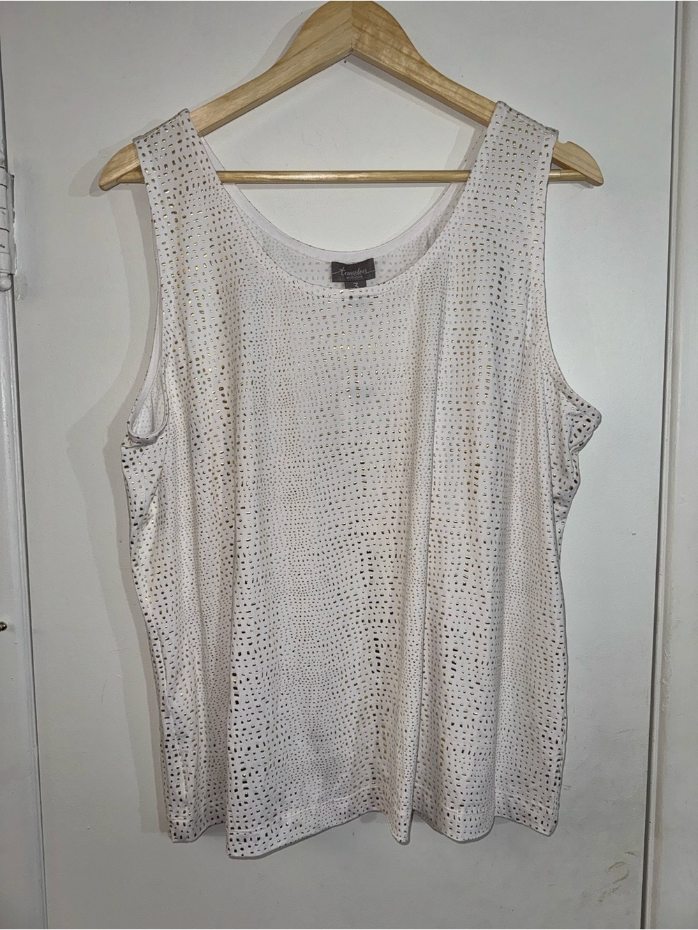 Sleeveless White Metallic Dot Tank Top